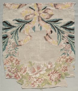 Silkefragment, del av panel kalt The Flower Basket, 1770.