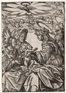 Den hellige familie med St. Anne og Joachim av Philippe de Lasalle