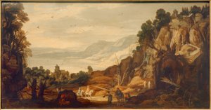 Fjelllandskap med ryttere av Philippe de Momper
