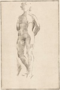 Stående naken kvinne med hendene bak ryggen av Philippus de Groot (signed by artist)