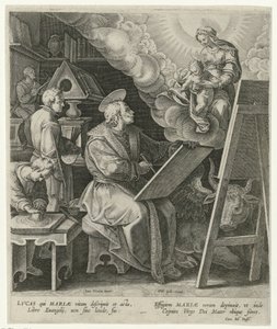 Saint Luke maler Maria med barn av Philips Galle (attributed to workshop of)
