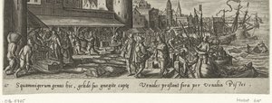 Vismarkt Jacht en visvangst (serietittel) Jakt, fiske og jakttyper (serietittel) av Philips Galle (attributed to workshop of)