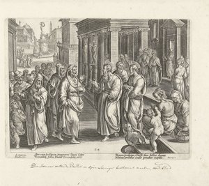 Paul krangler med trollmannen Elymas Apostlenes gjerninger (serietittel) Acta Apostolorum (serietittel) av Philips Galle (possibly)
