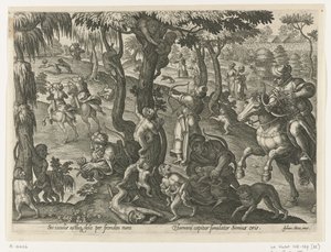 Apenjacht Jachttaferelen (serietittel) Der alle typer jakt, fuglefangst og fiske (serietittel) av Philips Galle