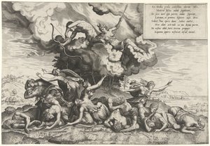 Apollo og Diana dreper barna til Niobe av Philips Galle