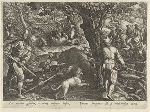 Berenjacht Jachttaferelen (serietittel) Der alle typer jakt, fuglefangst og fiske (serietittel) av Philips Galle