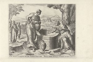 Kristus og den samaritanske kvinnen ved brønnen Seks scener med Kristus og kvinner fra evangeliene (serietittel) av Philips Galle