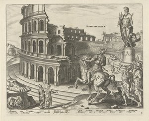 Colosseum i Roma Amfiteater (tittel på objekt) Verdens åtte underverker. (serietittel) av Philips Galle