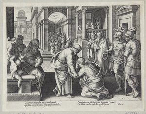 Cornelius kneler foran St. Peter av Philips Galle