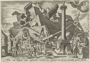 Ødeleggelsen av Babelstårnet The Days of Doom of the Jewish People (serietittel) av Philips Galle