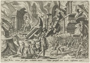 Ødeleggelsen av Ai og steiningen av Akan The Days of Doom of the Jewish People (serietittel) av Philips Galle