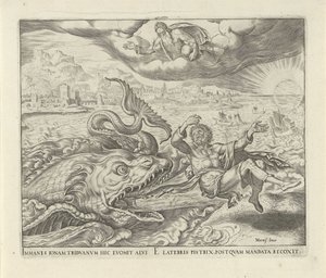 Fisken spyttet Jona ut på landet History of Jonah (serietittel) av Philips Galle