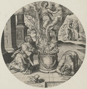 Engel som viser seg i flammene av Philips Galle