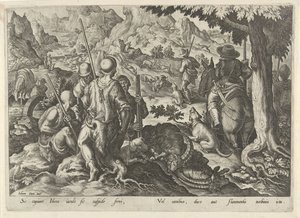 Jacht op berggeiten Jachttaferelen (serietittel) Der alle slags jakt, fuglefangst og fiske (serietittel) av Philips Galle