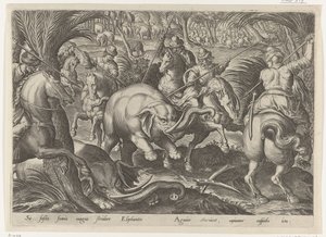 Jacht op olifante Jachttaferelen (serietittel) Der alle slags jakt, fuglefangst og fiske (serietittel) av Philips Galle