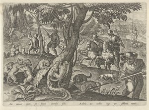 Jacht op wilde katten Jachttaferelen (serietittel) Der alle slags jakt, fuglefangst og fiske (serietittel) av Philips Galle