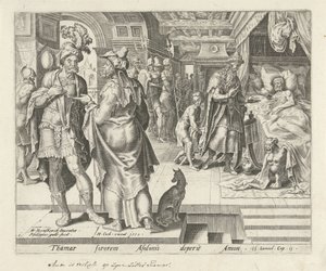 Jonadab gir råd til Amnon Historien om Tamar og Amnon (serietittel) av Philips Galle