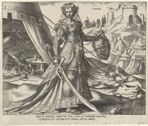 Judit Ivdith (tittel på objekt) Åtte kjente kvinner fra Det gamle og nye testamente (serietittel) av Philips Galle