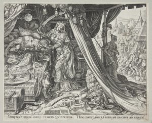 Judith dreper Holofernes av Philips Galle