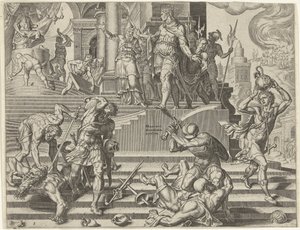 Kong Josiah ødelegger Ba'als tempel Historien til kong Josiah (serietittel) av Philips Galle