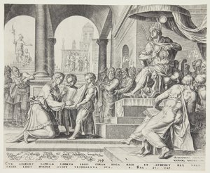 Saphan leser lovboken for Josiah av Philips Galle