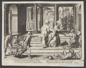 St. Peter helbreder lamme ved den vakre porten av Philips Galle