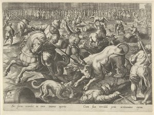 Stierengevecht Jachttaferelen (serietittel) Der alle slags jakt, fuglefangst og fiske (serietittel) av Philips Galle