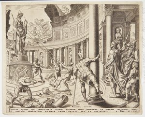 Ødeleggelsen av templet til Ashtoreth, Chemosh og Milcom av Philips Galle