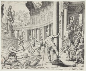 Ødeleggelsen av templet til Ashtoreth, Chemosh og Milcom av Philips Galle