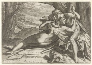 Venus og Adonis med Amor The Story of Adonis (serietittel) av Philips Galle