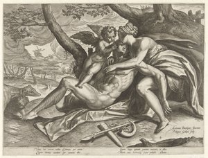 Venus sørger over Adonis død The Story of Adonis (serietittel) av Philips Galle