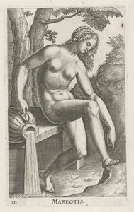Vannymfen i havet Mareotis (tittel på objekt) Stroom- en waternimfen (serietittel) Oceanitid-nymfer, epihidrid potamidus naiads (serietittel) av Philips Galle