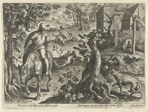 Wolvenjacht møtte vallen Jachttaferelen (serietittel) Der alle typer jakt, fuglefangst og fiske (serietittel) av Philips Galle