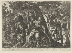 Zwijnenjacht met geweren Jachttaferelen (serietittel) Der alle typer jakt, jakt og fiske (serietittel) av Philips Galle