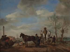 En mann og en kvinne til hest, ca. 1653-54.