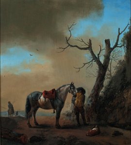 Landskap med en hvit hest og rytter, ca. 1647