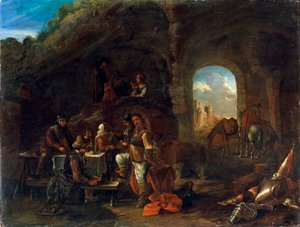 Tavernascene, c1640-1665 av Philips Wouwerman