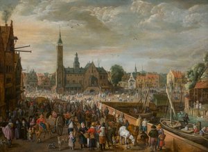 Utsikt over Grote Markt i Lier, tidlig på 1600-tallet. av Philips de Momper the Elder