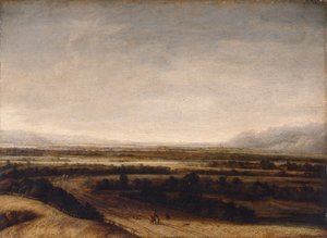 Flatt landskap med utsikt til fjerne åser av Phillips de Koninck