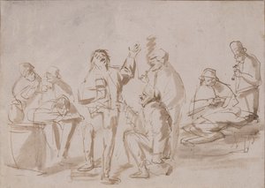 Peasants in a Tavern, ca. 1662 (penn og blekk med vask på papir)