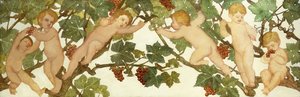 Putti boltrer seg i en vingård
