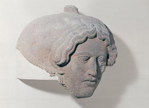Hodet til en kvinne, fragment av en sarkofag av Phoenician