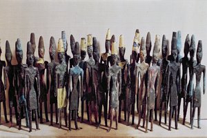 Offering statuettes, from the Temple of Obelisks, Byblos (gold & bronze) av Phoenician School