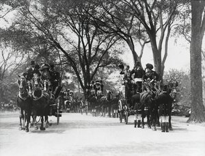 Coaching, Central Park (s/hvitt bilde) av Photographer American