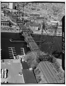 Norwalk River Bridge, Norwalk, Connecticut (s/hvitt-bilde) av Photographer American
