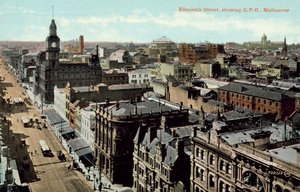 Elizabeth Street, viser GPO, Melbourne (fargebilde)