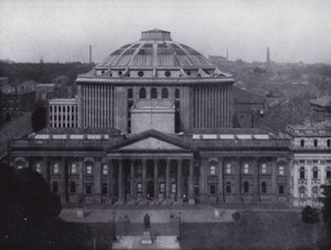 Melbourne: Public Library and Museum, som skildrer den største kuppelen på den sørlige halvkule, Library inneholder 350 000 bind (s/hv-foto) av Photographer Australian