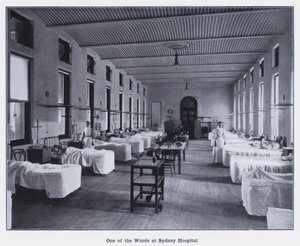En av avdelingene ved Sydney Hospital (s/hvitt bilde) av Photographer Australian