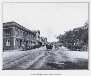 Produce Markets, Roma Street, Brisbane (s/hvitt-bilde) av Photographer Australian