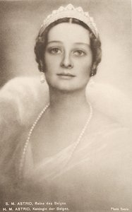 Astrid av Sverige, dronning av belgierne, konsort av Leopold III av Belgia (s/hv-bilde)